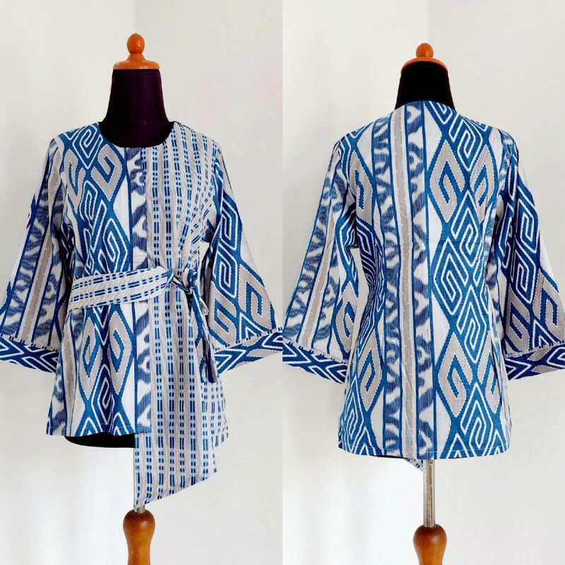 Jual Revany Id Blouse Batik Sibori Biru Batik Kerja Wanita Kantor Shopee Indonesia