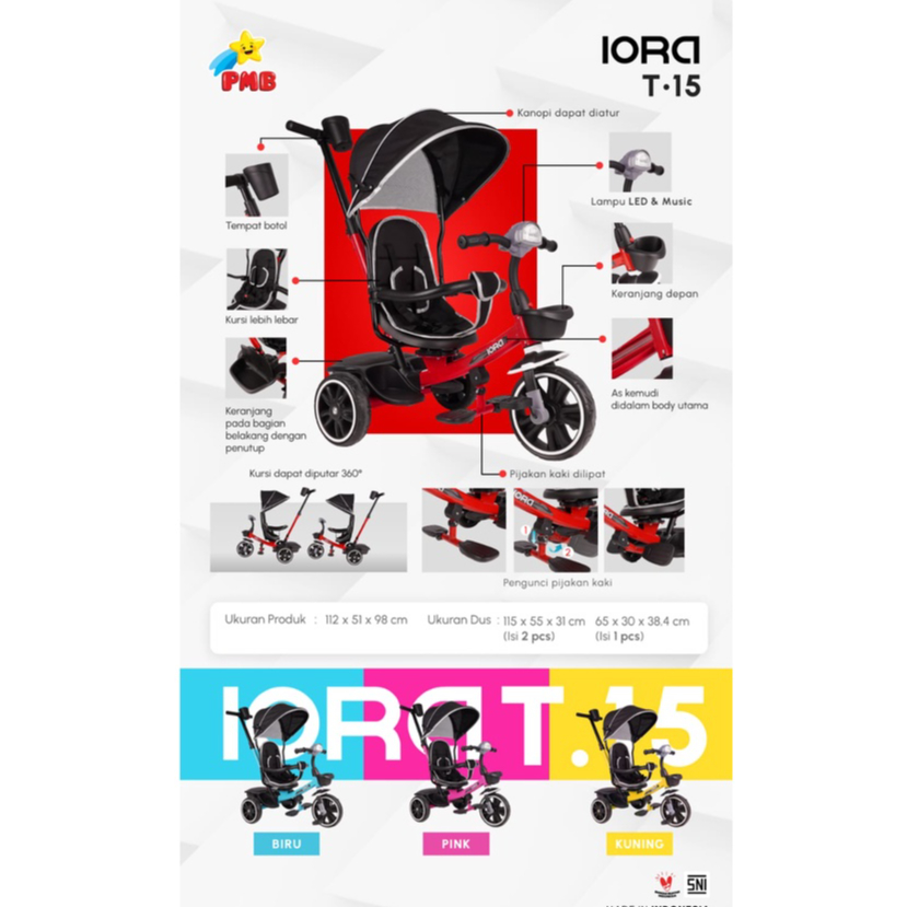 Jual Sepeda roda 3 tricycle IORA TRICYCLE T15 & T15S NEW Sepeda Roda