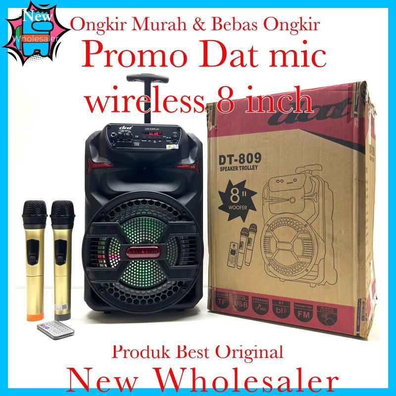 Jual speaker sound Aktif portable dat 809 2 mic wireless original vocal