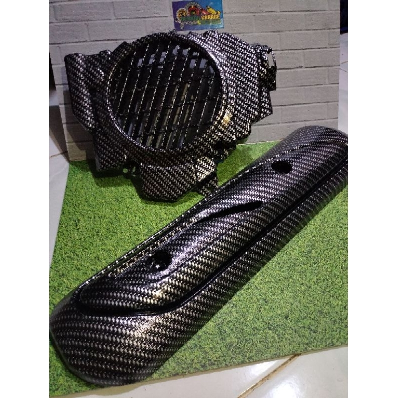 Jual Paket Tutup Knalpot Plus Tutup Radiator Vario Old Vario Karbu Vario Lama Karbon