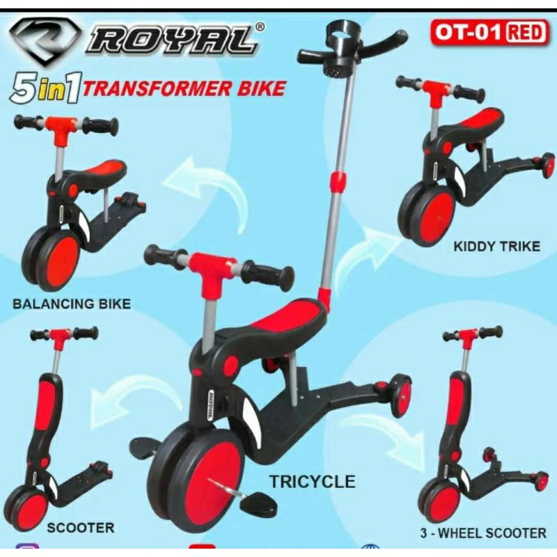 Jual Scooter Royal 5in1 OT 01 Skuter Balance Bike Sepeda Roda Tiga