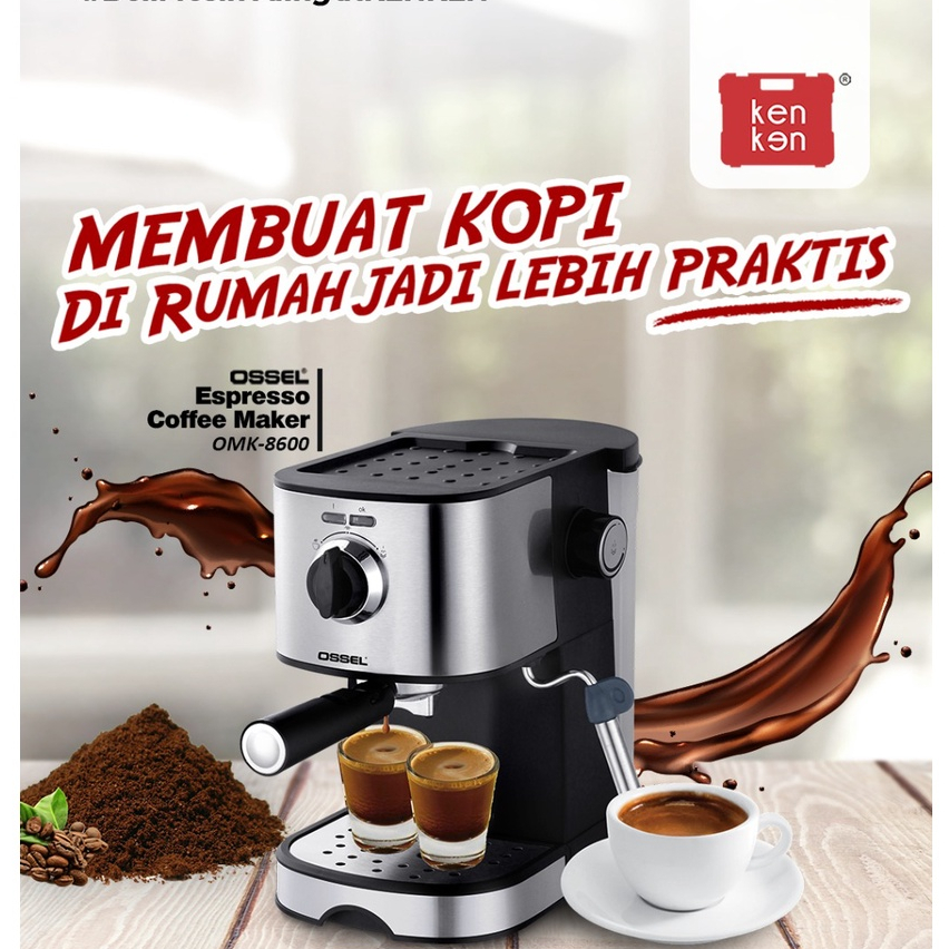 Samono 750ML Coffee Maker Mesin Kopi Multifungsi 2 in 1 Anti Bocor 600Watt Low  Watt Bahan Plastik SW-CMB06B Black