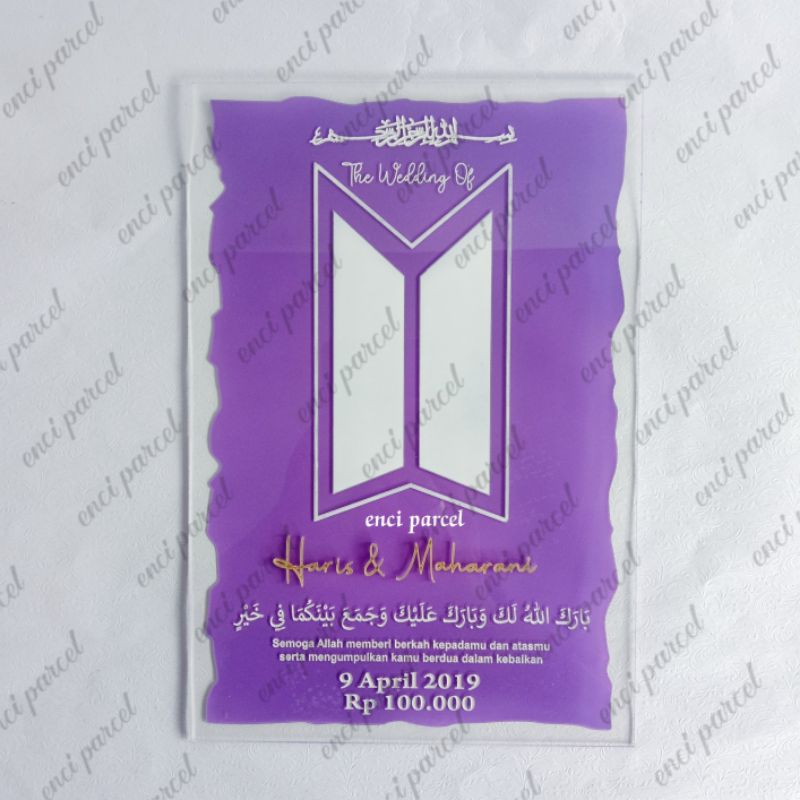 Jual akrilik brush kotak model sobekan kertas logo BTS 1set nama