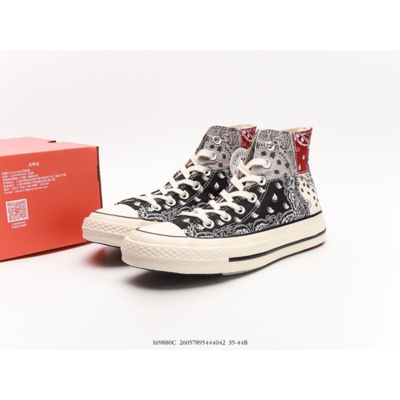 Sepatu Converse 70s Hi x Off Spring Grey Paisley Patchwork Bandana BNIB  100% Authentic Converse Motif Batik