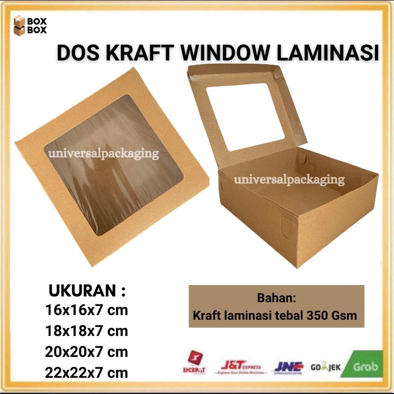 Jual Dos Kraft Window Laminasi Tinggi Cm Kardus Dus Box Kue Hampers