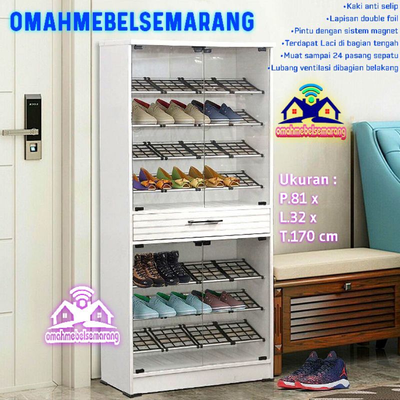 Jual Lemari sepatu LSK 001 Almari shoes rack tempat sepatu pintu kaca ...