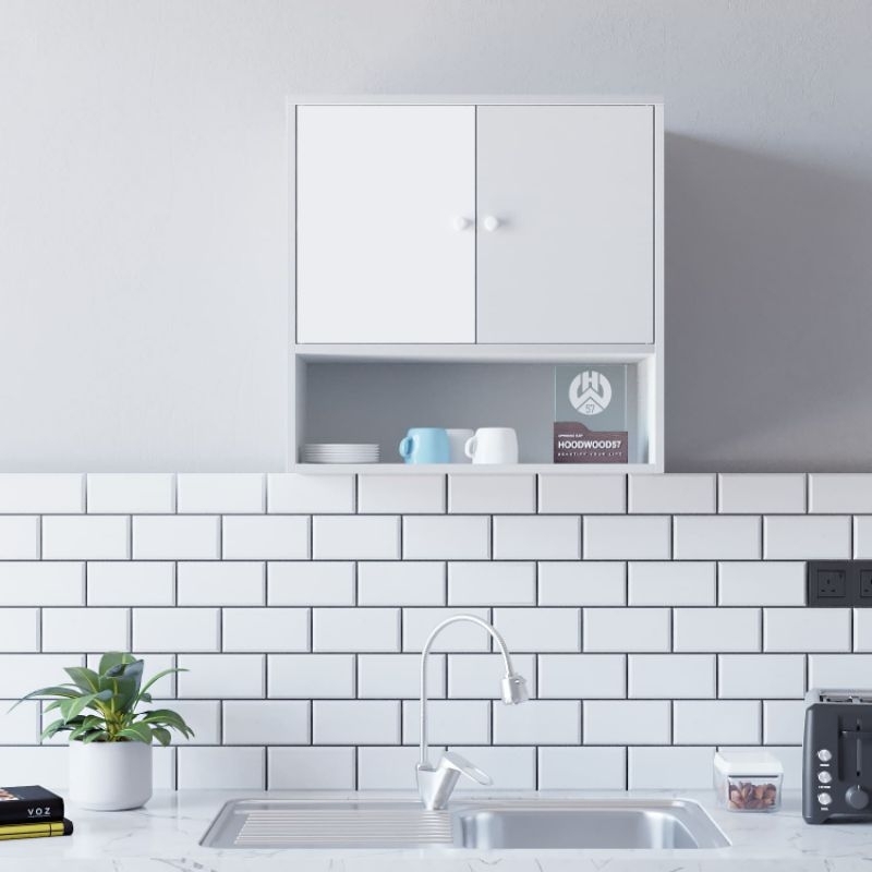 Jual Rak dapur tempel dinding serbaguna simpel estetik rak dinding kayu