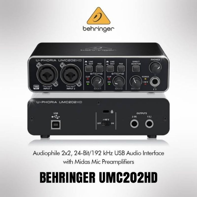 Jual BEHRINGER UMC202HD ( UMC 202 HD ) SOUNDCARD with MIDAS Preamp