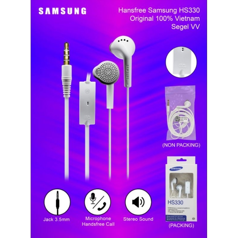 Jual PROMO HF Headset Samsung HS330 Stereo Audio Handsfree