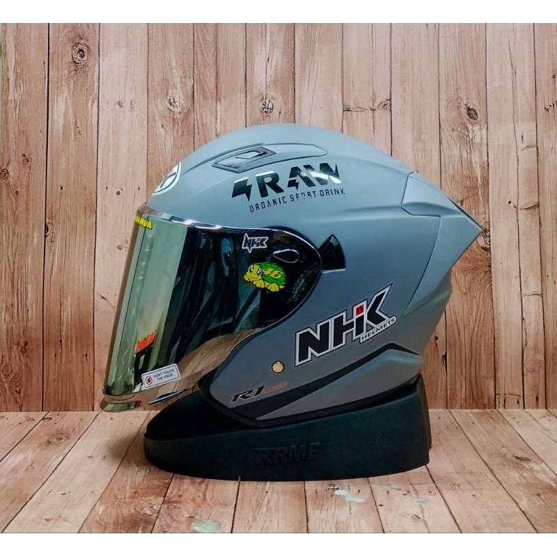 Jual Nhk R Max Solid Grey Dop Ii Paket Ganteng Visor Iridium Helm Double Visor Shopee Indonesia