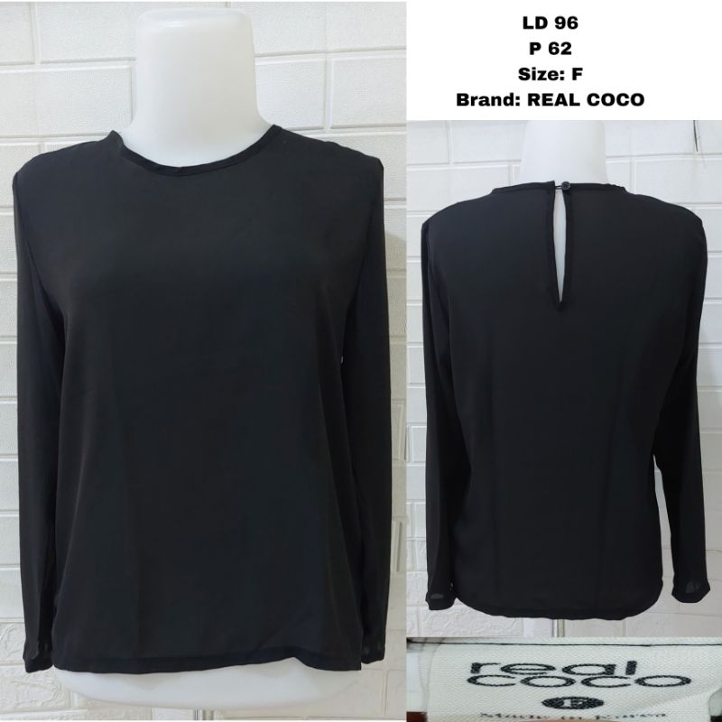 Kemeja Lengan Panjang Georgia Offwhite Black