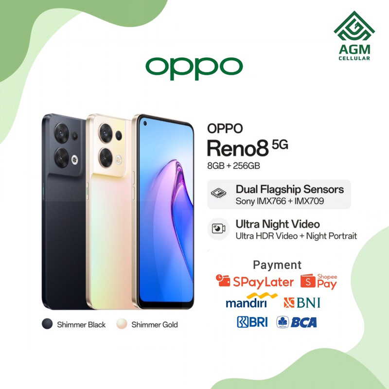 Jual HANDPHONE OPPO RENO 8 5G RAM 12GB/256GB (Shimmer Black & Shimmer ...