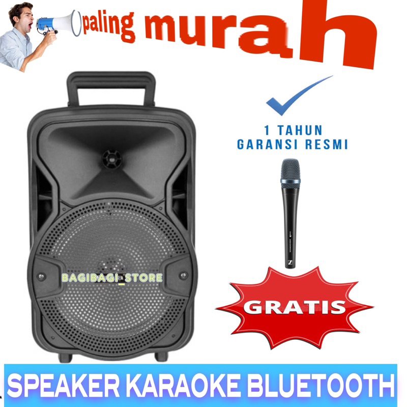 Jual Speaker Salon Bluetooth Karaoke Besar Bonus Mic Suara Jerni Full