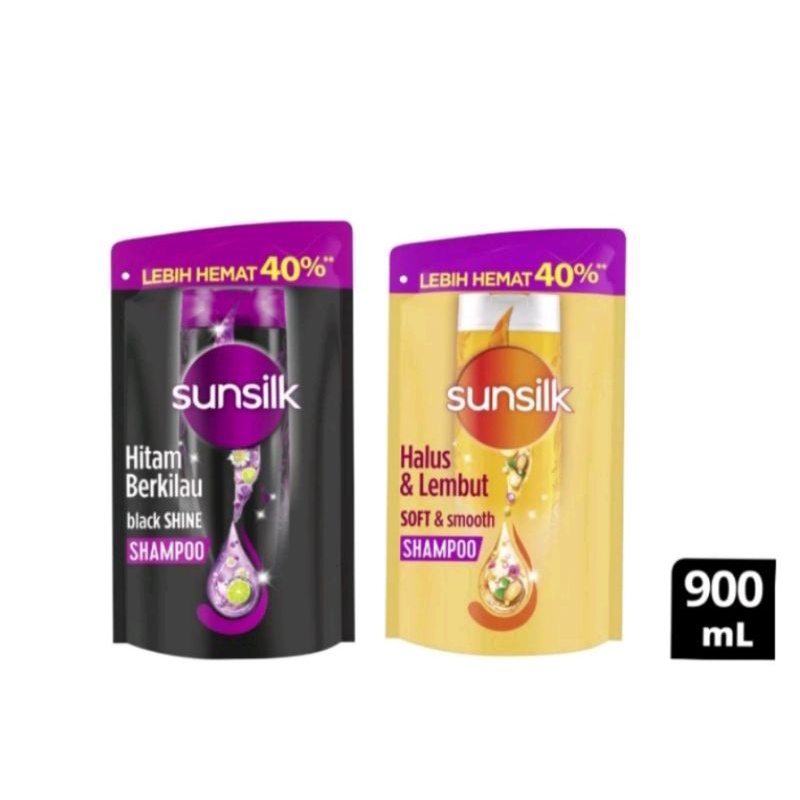 Jual shampo Sunsilk 900ml kemasan refil / pump hitam /kuning black ...