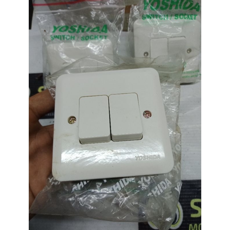 Jual Ib Saklar Stop Kontak Socket Lampu Tembok Dinding Rumah Tanam Inbow Double Yoshida