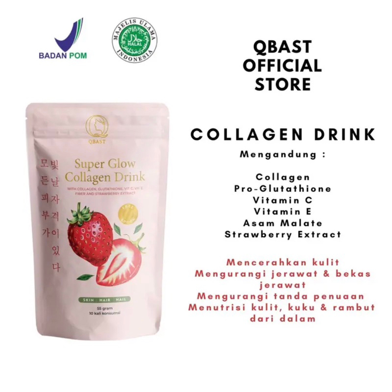 Jual (DISTRIBUTOR RESMI) QBAST SUPER GLOW COLLAGEN DRINK | Shopee Indonesia