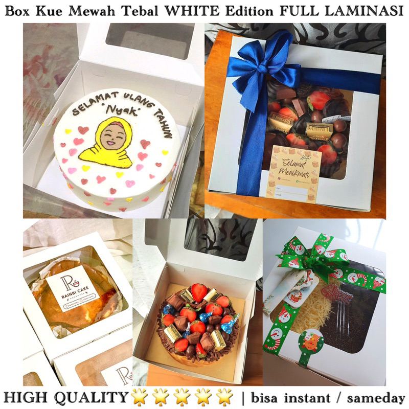 Jual Kotak Kue 20x20 / 22x22 White Cake Box Korea Full Putih TEBAL FULL