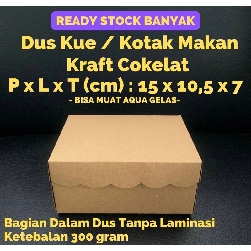 Jual Dus Kue Kotak Makan Snack Box R Cm X Cm X Cm Kraft Cokelat Ketebalan Gram