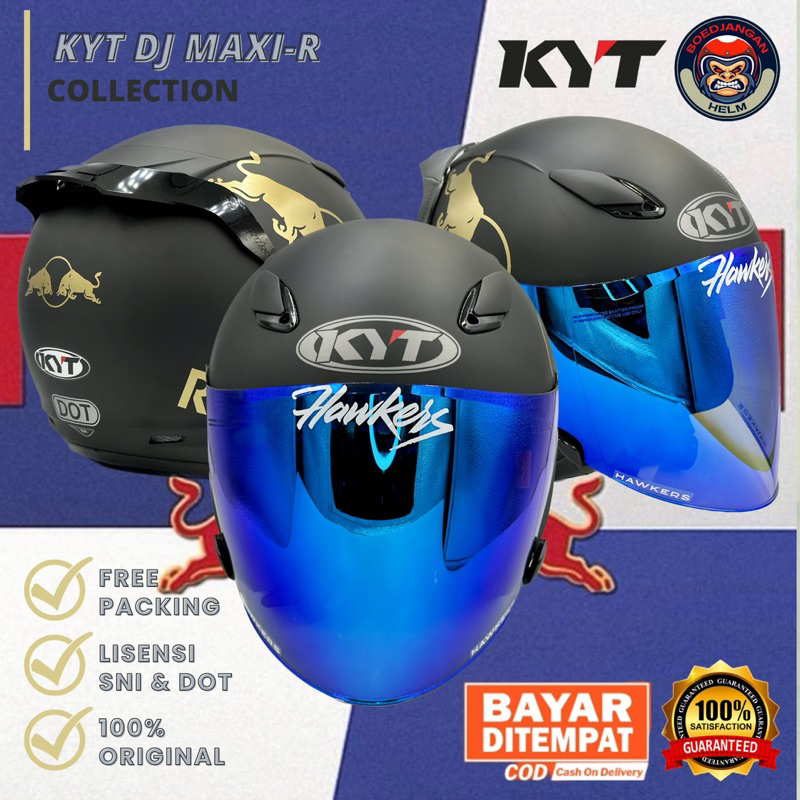 Jual HELM KYT DJ MAXI SOLID BLACK DOFF KYT DJ MAXI REDBULLL KYT