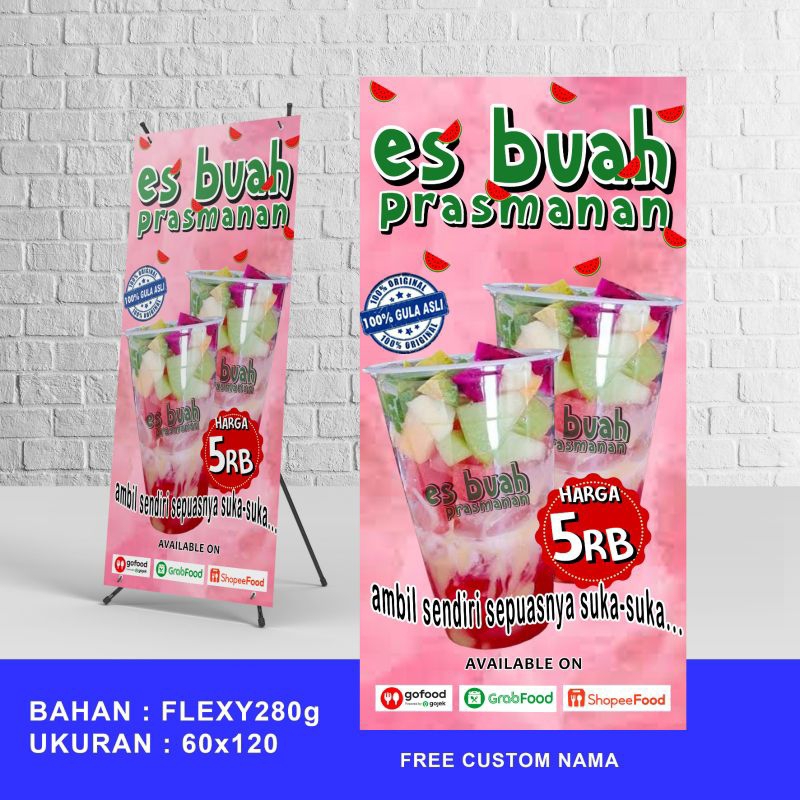 Jual Spanduk Banner Es Buah Prasmanan FREE CUSTOM NAMA | Shopee Indonesia