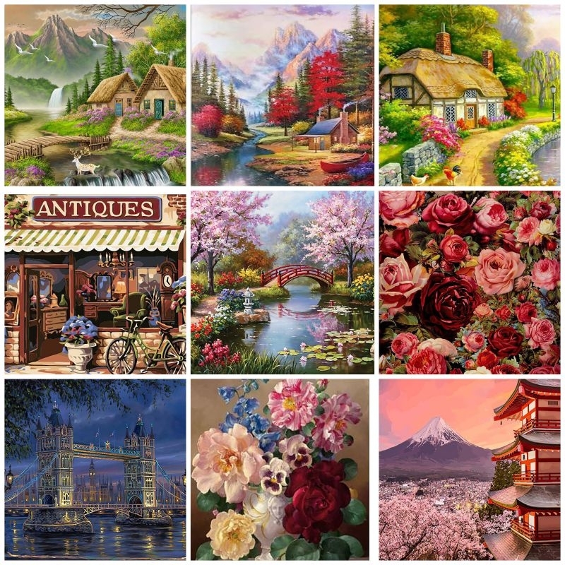 Jual [40x50cm] DIY Paint By Numbers Oil Painting Kit Canvas Paint by ...