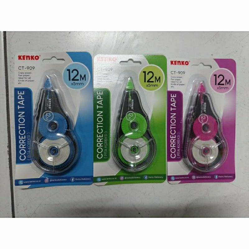 Jual [BOX ISI 12] CORRECTION TAPE CT909 KENKO 12M X 5MM / TIP EX ROLL