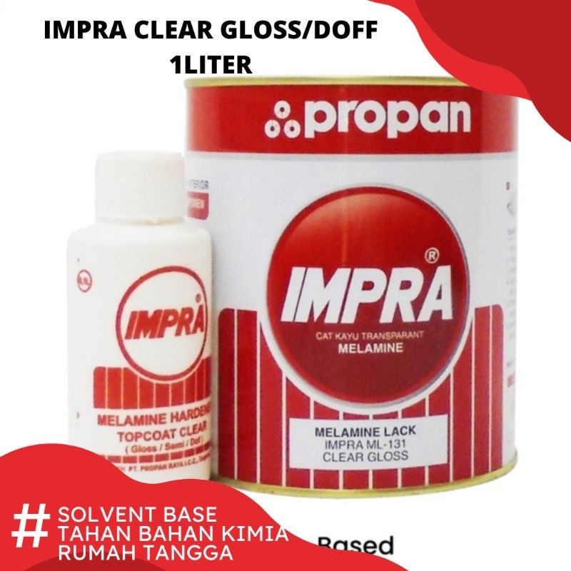 Jual Cat Kayu Clear Gloss Impra Propan Solvent Base Campuran Thinner 1liter Clear Glossdof Ml 1380