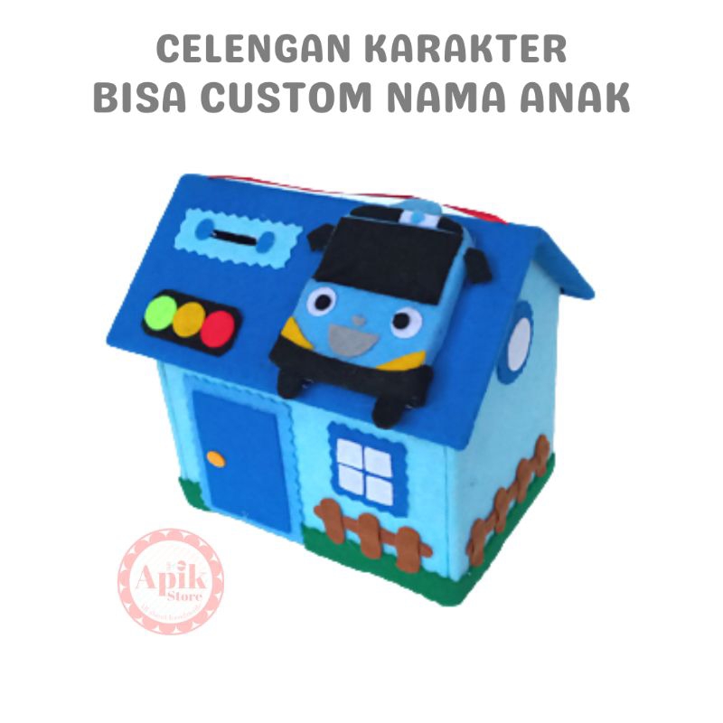 Jual Celengan Anak Karakter Lucu Bentuk Rumah Dari Kain Flanel Bisa