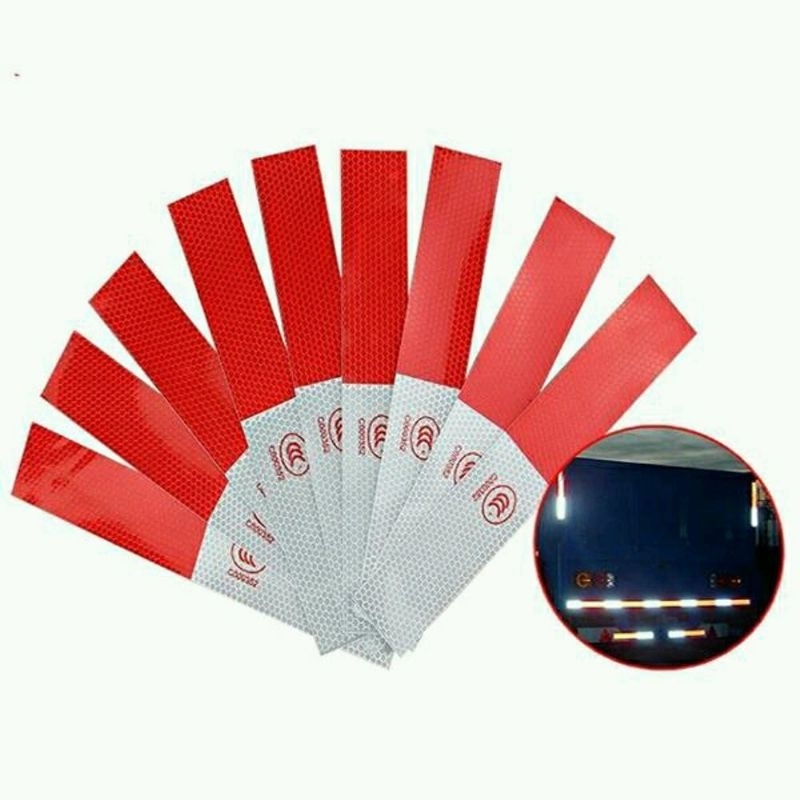 Jual Stiker Reflektor Pemantul Cahaya Merah Putih Sticker Reflector Warning Sign Shopee Indonesia