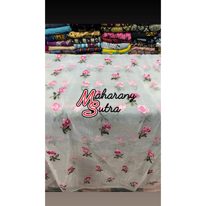 Jual Organdi bordir bunga ( harga setengah mtr) | Shopee Indonesia
