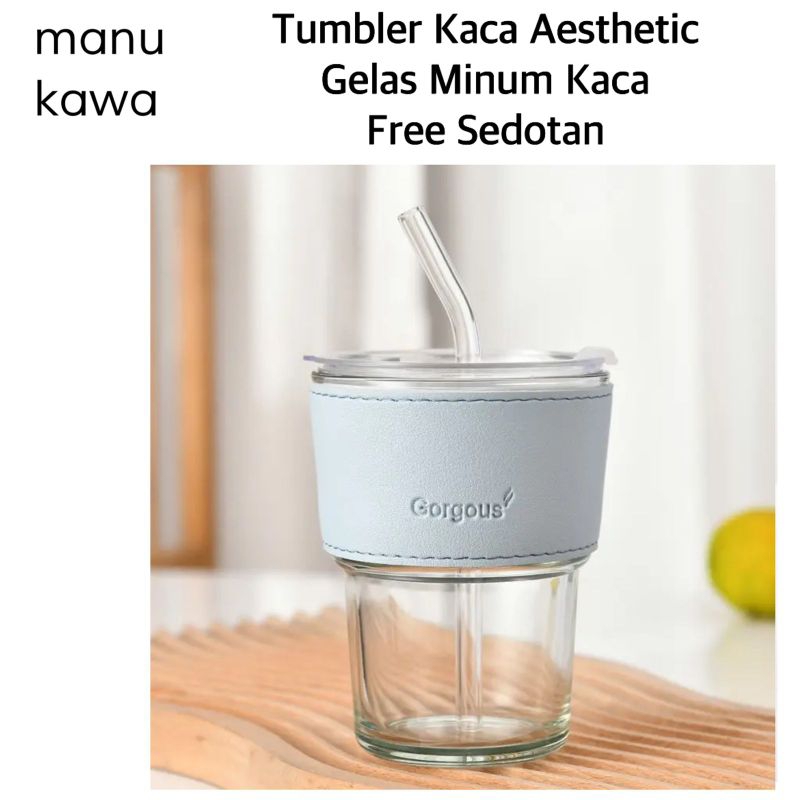 Jual Gelas Tumbler Aesthetic Gelas Minum Kaca Simple Elegan Water Bottle Cup Free Sedotan 4904