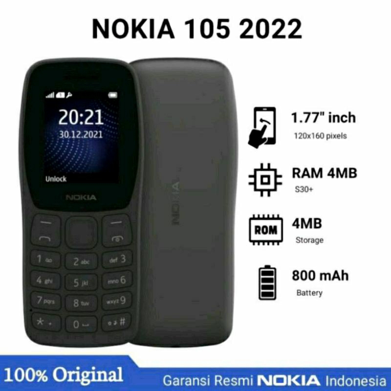 Jual Nokia 105 2022 Simba Dual SIM Garansi Resmi TAM | Shopee Indonesia