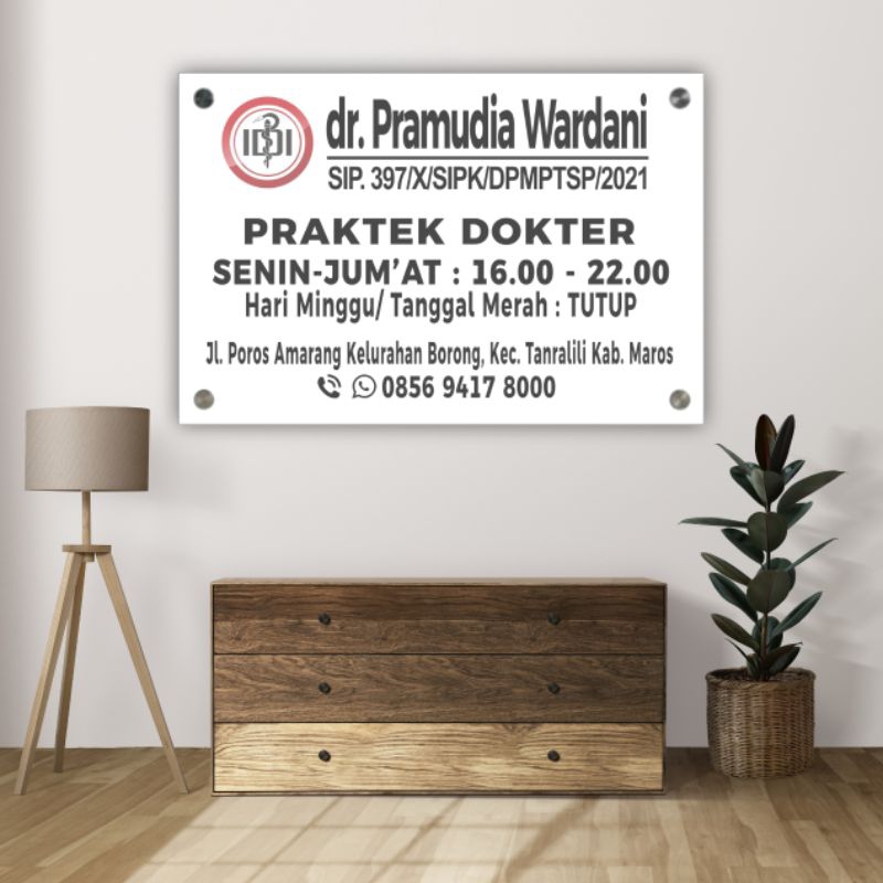 Jual Papan Nama Usaha Dokter Bidan Apotek Acrylic Timbul Shopee Indonesia