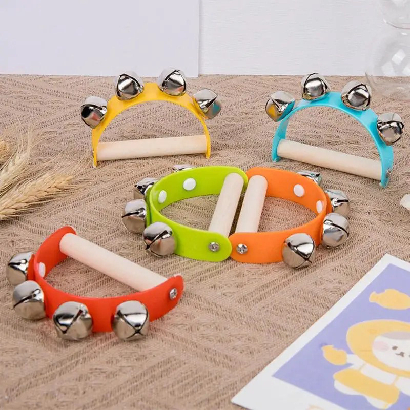 Jual Wooden Hand Rattle Bells Jingle Kids Musical Toy Mainan Kayu Musik ...