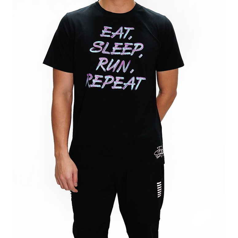 Jual Trijee Casual Jersey Unisex Eat Sleep Run Repeat - Black | Shopee ...