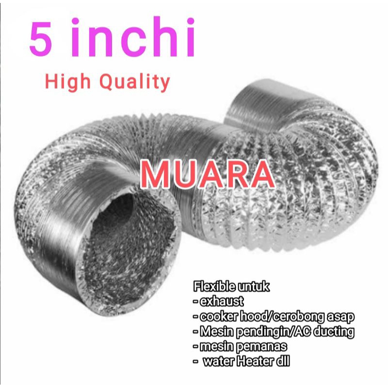 Jual Flexible ducting 5 inch aluminium tahan panas pipa exhaust ...