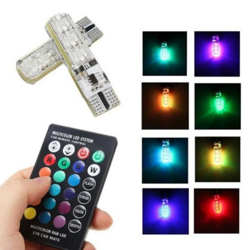 Jual Lampu LED T10 Motor Mobil RGB 6 LED MATA Jelly 5050 16 warna Sen ...