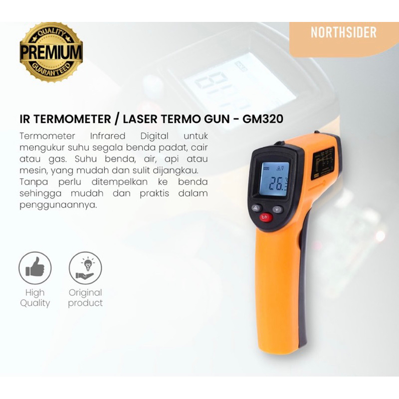 Jual Termometer GUN Digital infrared mengukur suhu dan suhu benda GM320 ...
