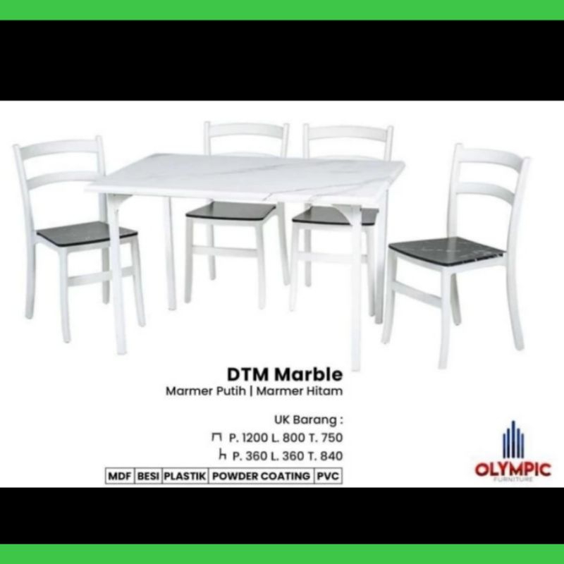 Jual MEJA MAKAN OLYMPIC DTM MARBLE 4KURSI / meja makan marmer 4kursi ...