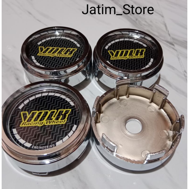 Jual Dop Roda Tutup Velg Racing Chrome Motif VOLK KUNING diameter 6,5cm ...
