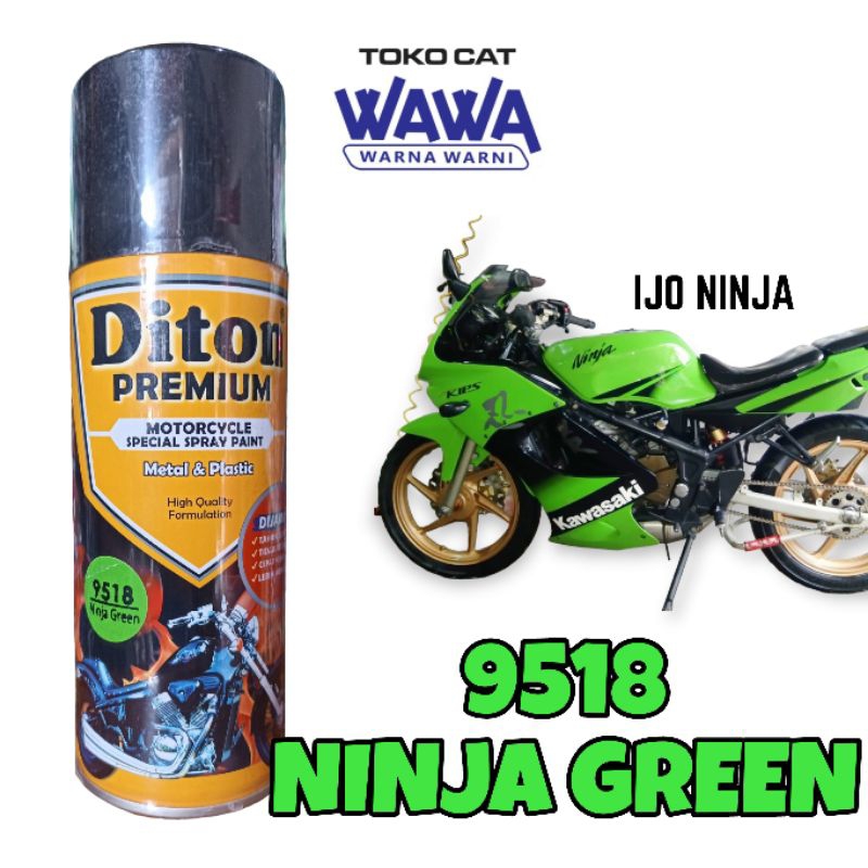 Jual cat semprot motor diton premium Ninja Green 9518 hijau kawasaki ...