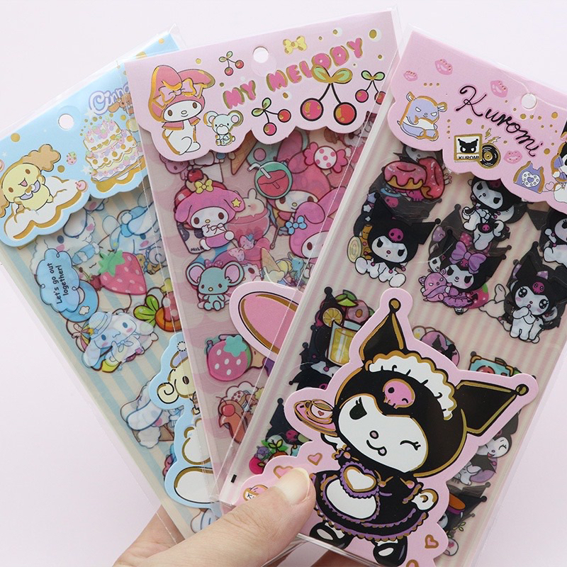 Jual 1 set isi 4 lembar stiker motif kuromi melody cinamoroll sanrio
