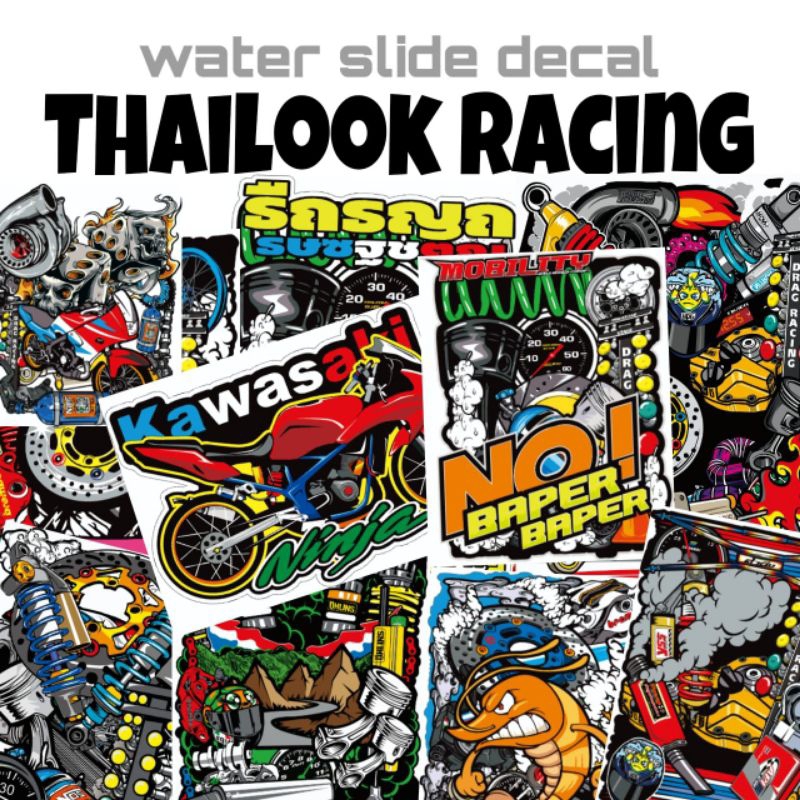 Jual Cetak sticker water slide decal Thailook racing motor mobil helm ...