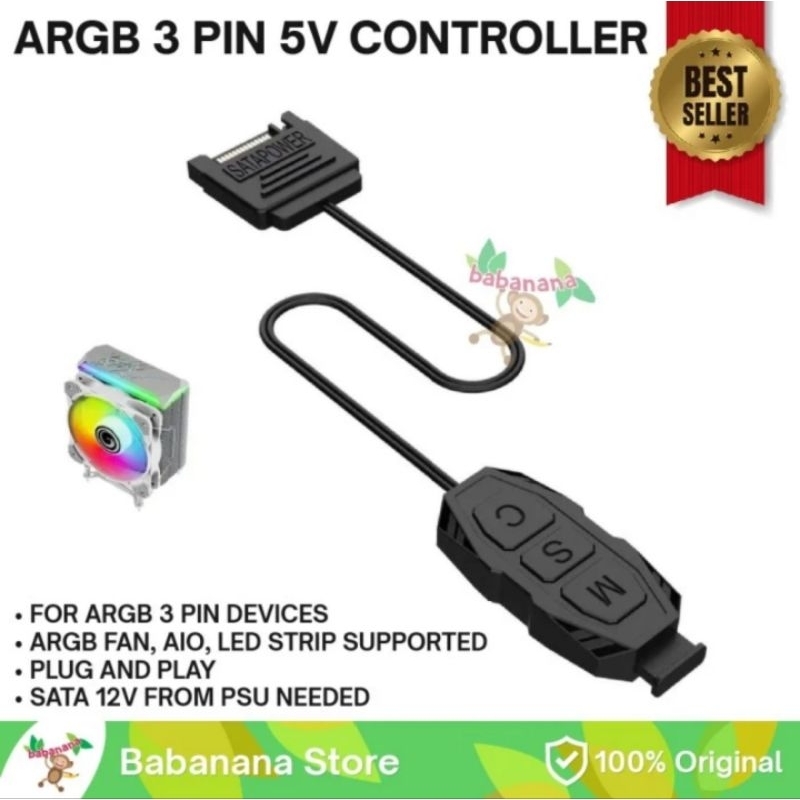 Jual CONTROLLER ARGB 5V 3 PIN POWER SATA HUB AURA FOR FAN CASE LED ...