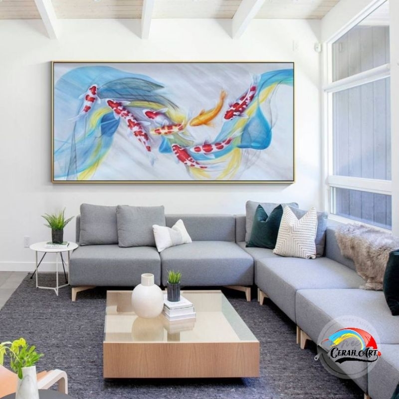 Jual LUKISAN KOI MODERN ART MEWAH MURAH BERKUALITAS (Karya tangan anak ...