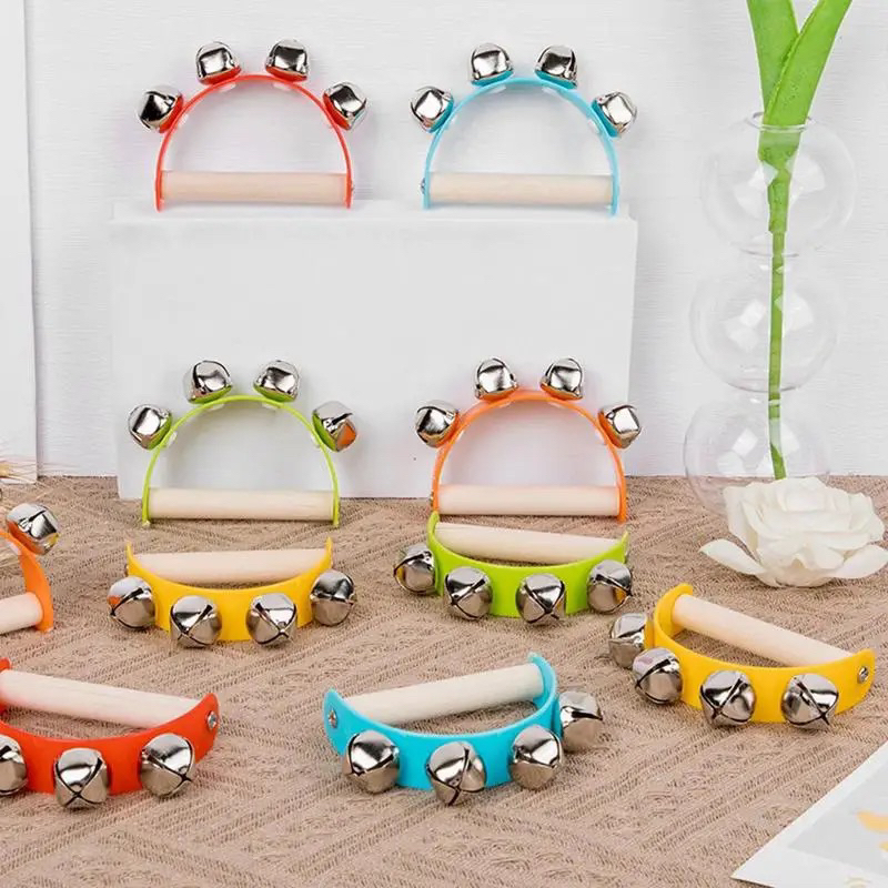 Jual Wooden Hand Rattle Bells Jingle Kids Musical Toy Mainan Kayu Musik ...
