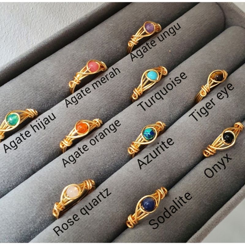 Jual Single Dainty Crystal Gemstone Ring / Handmade Wire Ring / Cincin ...