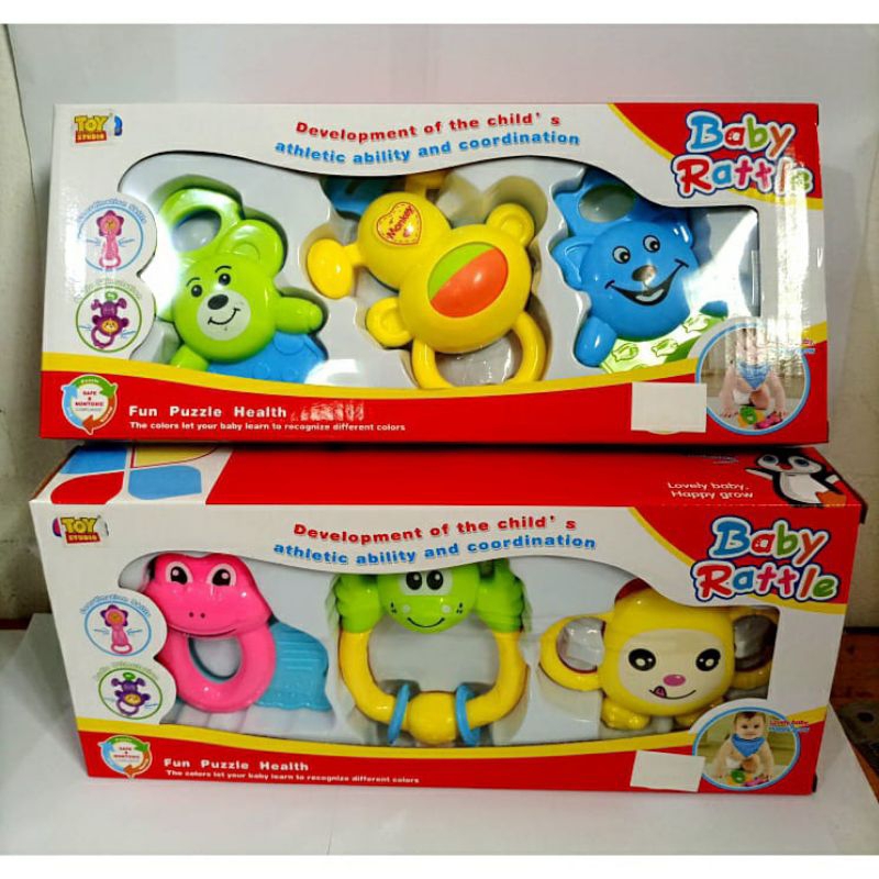 Jual MAINAN BABY RATTLE SET 3 PCS / MAINAN BAYI / MAINAN EDUKASI MUSIK ...