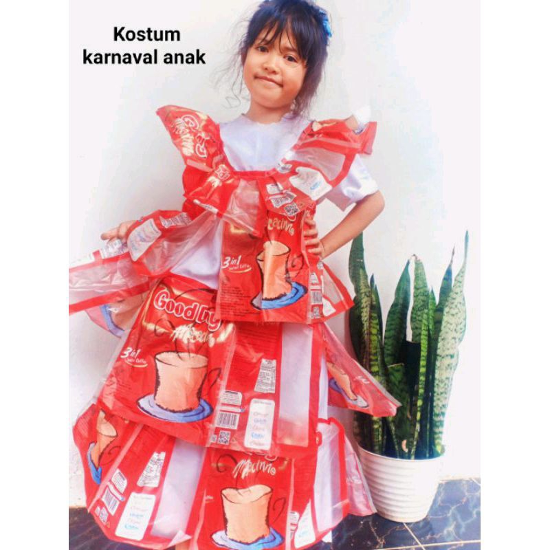 Jual Kostum/Baju karnaval anak perempuan daur ulang sampah plastik