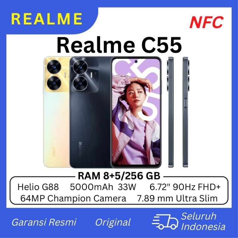 Jual Realme C55 NFC Ram 8GB Rom 256GB 8/256 & 6/128 Garansi Resmi Realme 1  Tahun